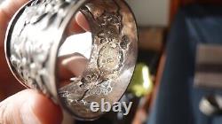 Pair Late Qing Chinese Export Silver Napkin Rings Signed