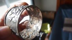 Pair Late Qing Chinese Export Silver Napkin Rings Signed