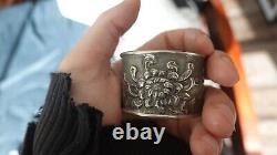 Pair Late Qing Chinese Export Silver Napkin Rings Signed