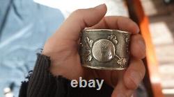Pair Late Qing Chinese Export Silver Napkin Rings Signed