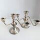 Pair Mid-century Sterling Candelabras Convertible Curved Arms Signed Amston