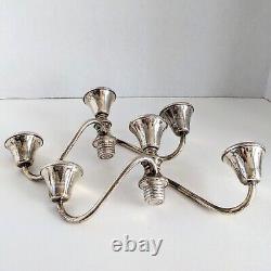 Pair Mid-Century Sterling Candelabras Convertible Curved Arms Signed Amston