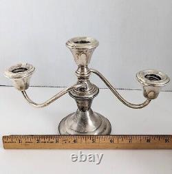 Pair Mid-Century Sterling Candelabras Convertible Curved Arms Signed Amston