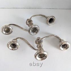 Pair Mid-Century Sterling Candelabras Convertible Curved Arms Signed Amston