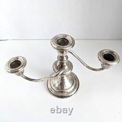 Pair Mid-Century Sterling Candelabras Convertible Curved Arms Signed Amston