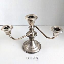 Pair Mid-Century Sterling Candelabras Convertible Curved Arms Signed Amston