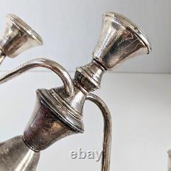 Pair Mid-Century Sterling Candelabras Convertible Curved Arms Signed Amston