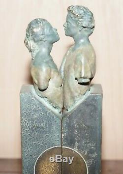 Pair Of 1992 Limited Edition 226/3999 Bronze Lover Statues That Join Signed Mino