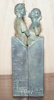 Pair Of 1992 Limited Edition 226/3999 Bronze Lover Statues That Join Signed Mino