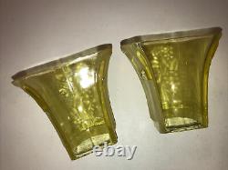 Pair Of Antique Art Deco Max Schaffer Signed Wall Sconces Metal & Glass