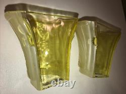 Pair Of Antique Art Deco Max Schaffer Signed Wall Sconces Metal & Glass