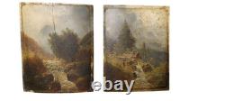 Pair Of Antique Barbizon Landscapes Oil On Panel Signed F. Robin 19th Century