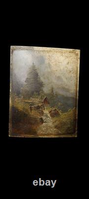 Pair Of Antique Barbizon Landscapes Oil On Panel Signed F. Robin 19th Century