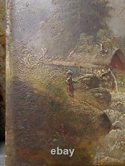 Pair Of Antique Barbizon Landscapes Oil On Panel Signed F. Robin 19th Century