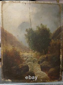 Pair Of Antique Barbizon Landscapes Oil On Panel Signed F. Robin 19th Century