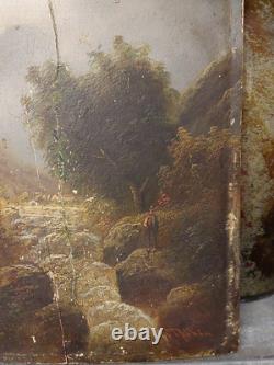 Pair Of Antique Barbizon Landscapes Oil On Panel Signed F. Robin 19th Century