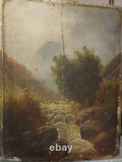 Pair Of Antique Barbizon Landscapes Oil On Panel Signed F. Robin 19th Century