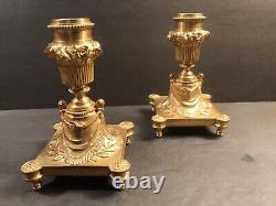 Pair Of Antique Bronze Candlesticks/Signed Lopienscy/Warsaw C. 1890/Candleholder