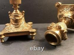 Pair Of Antique Bronze Candlesticks/Signed Lopienscy/Warsaw C. 1890/Candleholder