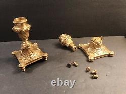 Pair Of Antique Bronze Candlesticks/Signed Lopienscy/Warsaw C. 1890/Candleholder