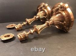 Pair Of Antique Bronze Ormolu Candleholder/ Signed Daubree/ France C1860/ Rococo