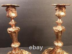 Pair Of Antique Bronze Ormolu Candleholder/ Signed Daubree/ France C1860/ Rococo