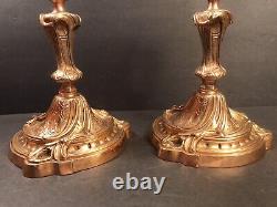 Pair Of Antique Bronze Ormolu Candleholder/ Signed Daubree/ France C1860/ Rococo