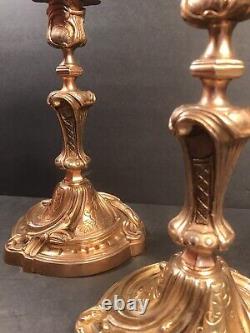 Pair Of Antique Bronze Ormolu Candleholder/ Signed Daubree/ France C1860/ Rococo