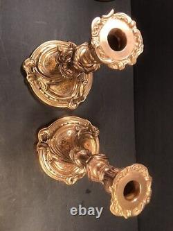 Pair Of Antique Bronze Ormolu Candleholder/ Signed Daubree/ France C1860/ Rococo