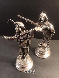 Pair Of Antique Bronze Statue Signed Guillaume/ France C. 1910/ Silvered/ Music