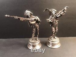 Pair Of Antique Bronze Statue Signed Guillaume/ France C. 1910/ Silvered/ Music