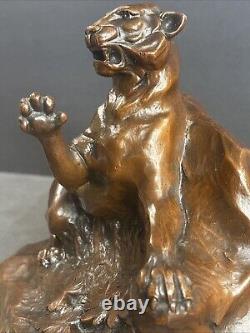 Pair Of Antique Bronzed Bookends/Lion/Signed Vieth/Numbered/Animal/France 1940
