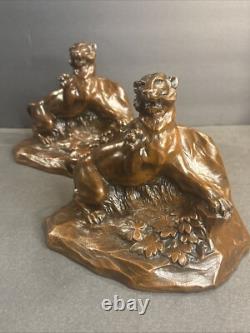 Pair Of Antique Bronzed Bookends/Lion/Signed Vieth/Numbered/Animal/France 1940
