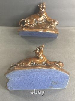 Pair Of Antique Bronzed Bookends/Lion/Signed Vieth/Numbered/Animal/France 1940