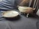 Pair Of Antique Chinese Pewter Covered Serving Dishes 2 Pieces Footed Signed