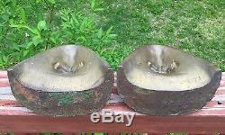 Pair Of Antique Full Headdress Brass Bronze Indian Chief Bookends Signed Named