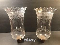 Pair Of Antique Hurricane Shade/Signed St. Louis/France C. 1925/Flower Tulip Shape