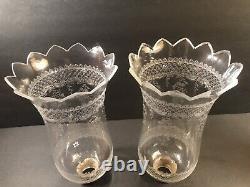 Pair Of Antique Hurricane Shade/Signed St. Louis/France C. 1925/Flower Tulip Shape