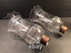 Pair Of Antique Hurricane Shade/Signed St. Louis/France C. 1925/Flower Tulip Shape