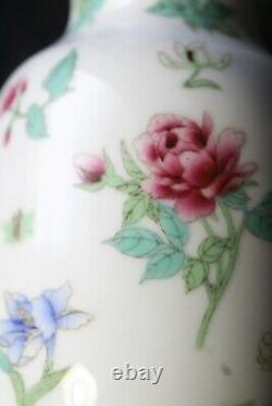 Pair Of Antique Mid 20thC Chinese Famille Rose Enamel Porcelain Vases-Signed