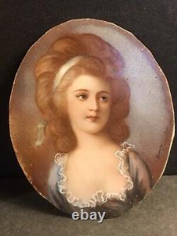 Pair Of Antique Miniature Portrait/Jeweled Frame/Signed/Europe C. 1900/Painted