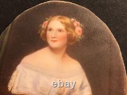 Pair Of Antique Miniature Portrait/Signed/Bronze Gilding Frame/Europe C. 1920/Oil