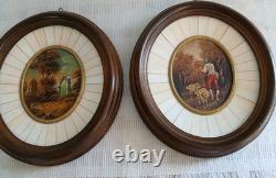Pair Of Antique Miniture Oil Painting Shepherd & Sheep/Landscape Artist Signed