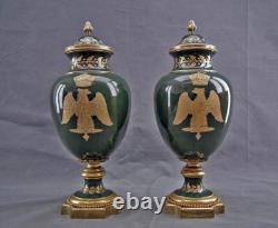 Pair Of Antique Napoleonic Sevres Vases Napoleon And Josephine Signed