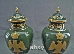 Pair Of Antique Napoleonic Sevres Vases Napoleon And Josephine Signed
