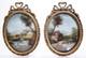 Pair Of Antique Oil On Metal Signed Landscapes On Bronze Mounts Art Paintings