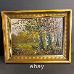 Pair Of Antique Oil Painting/Signed/F. G. Illem/Germany C. 1910/Winter/Summer/Woods