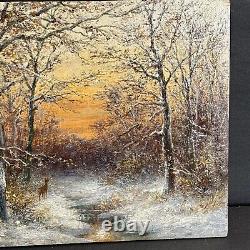 Pair Of Antique Oil Painting/Signed/F. G. Illem/Germany C. 1910/Winter/Summer/Woods