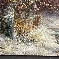 Pair Of Antique Oil Painting/Signed/F. G. Illem/Germany C. 1910/Winter/Summer/Woods