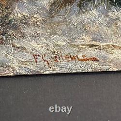 Pair Of Antique Oil Painting/Signed/F. G. Illem/Germany C. 1910/Winter/Summer/Woods